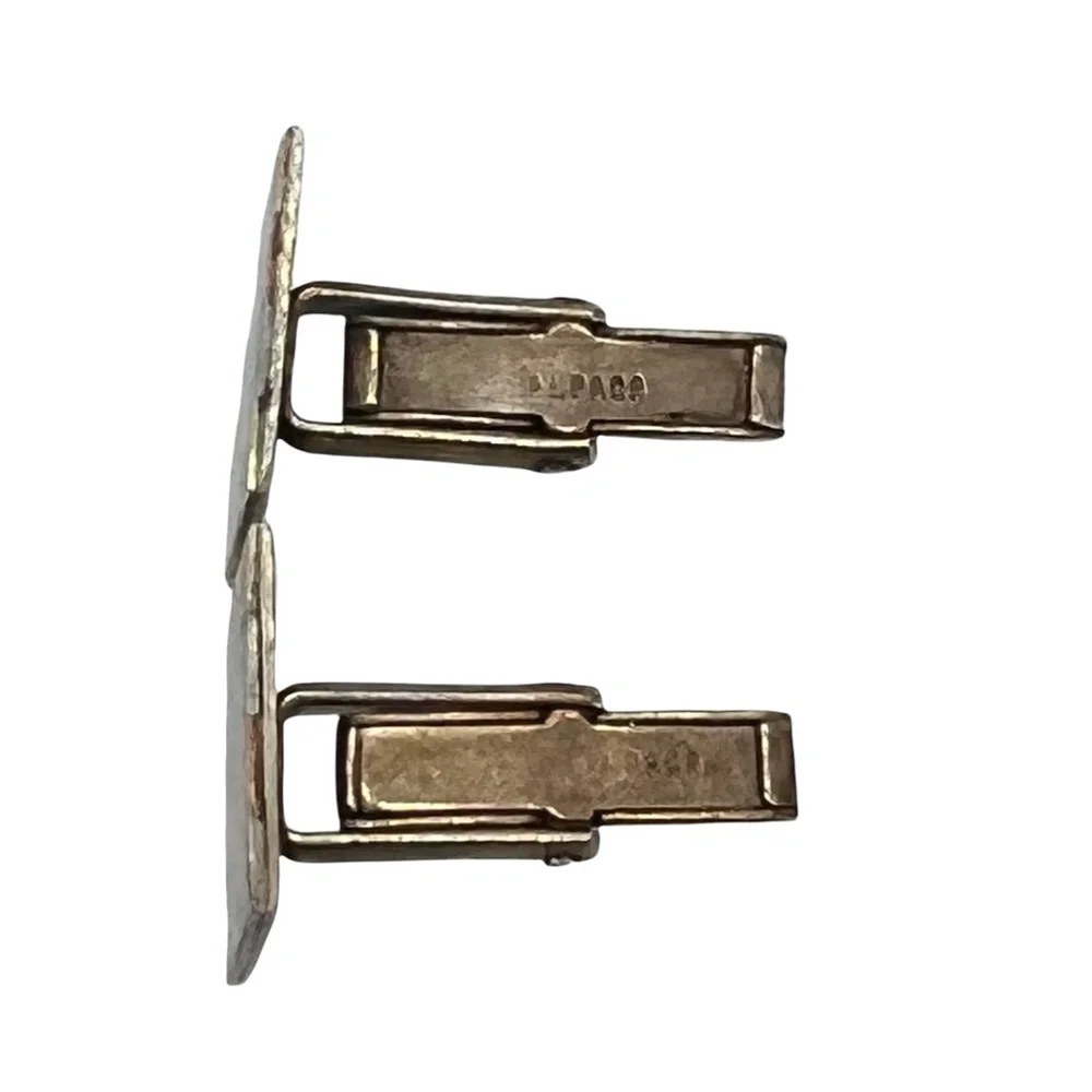 VINTAGE ALPACA MADE IN MEXICO 4 METAL COLOR STRIPE RECTANGLE CUFFLINKS